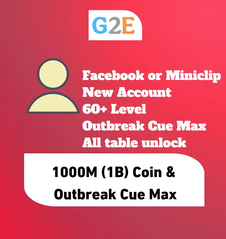 8BP 1000M (1B)  Coins, 60+ Level with Outbreak Cue Max + All Table Unlock | New Account 