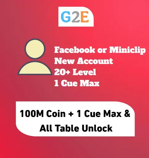 8BP 100M Coins with 1 Cue Max, 20+ Level + All Table Unlock | New Account