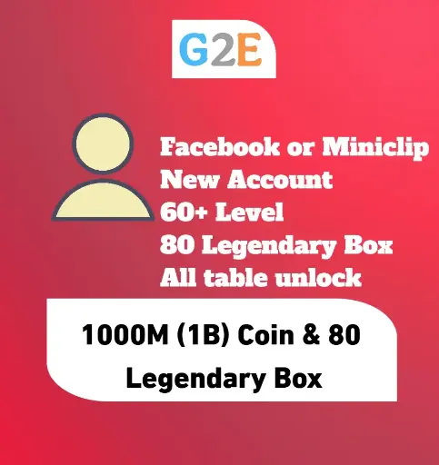 8BP 1000M (1B)  Coins, 60+ Level with 80 Legendary Box + All Table Unlock | New Account 