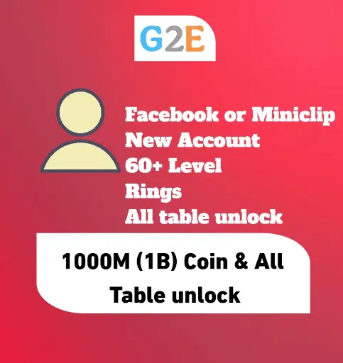8BP 1000M (1B)  Coins, 60+ Level with random rings + All Table Unlock | New Account