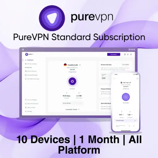 PureVPN Standard Subscription - 10 Devices | 1 Month 