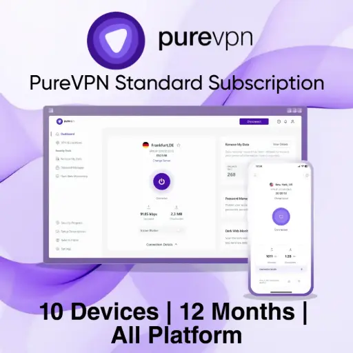 PureVPN Standard Subscription - 10 Devices | 1 Year